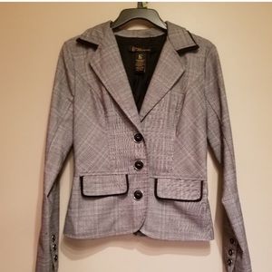 Grey and black plaid blazer